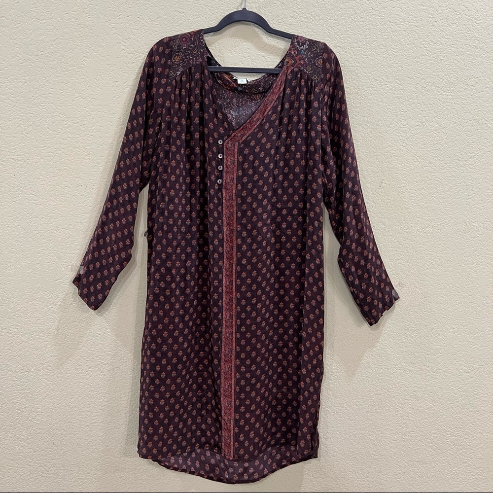 SUNDANCE Women’s Rusty Tunic Split Sides  Satin  Dress Sz M Boho Cottagecore EUC